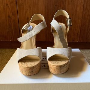 Light brown suede wedge heels